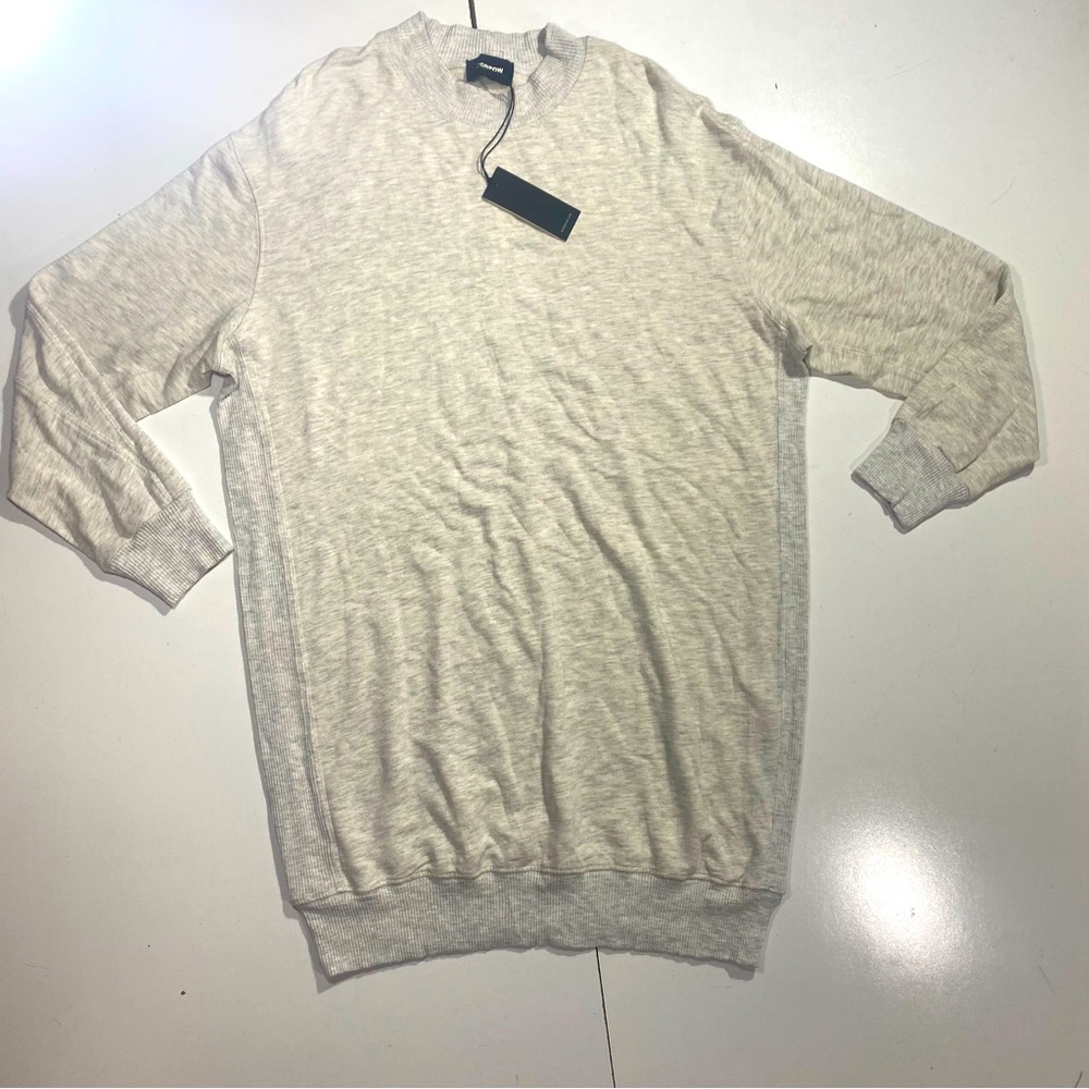 Monrow Heather Grey Long Sleeves Rayon/Cotton Blend Super Soft Tunic/Dress‎ M